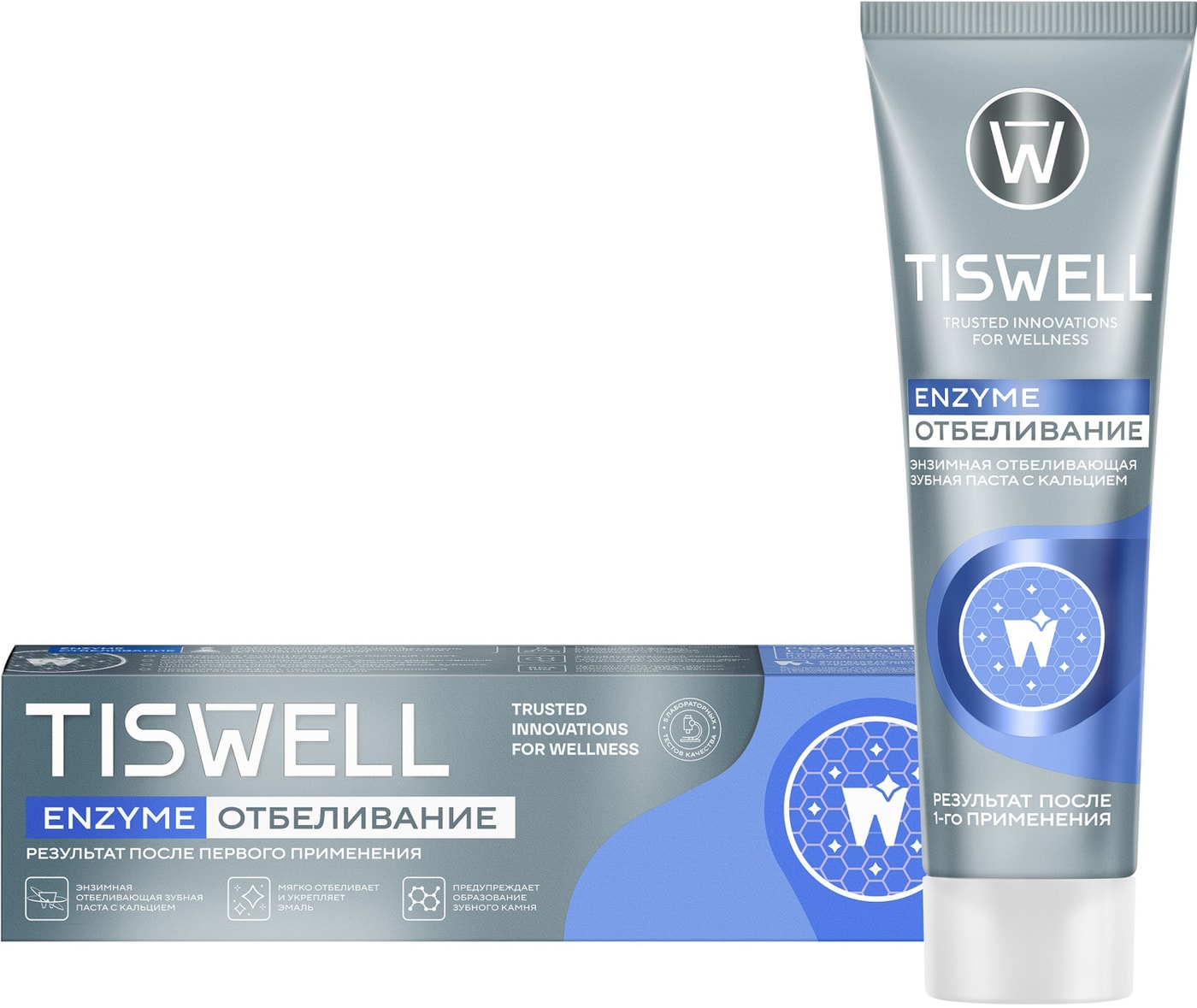 Изображение товара Зубная паста Tiswell Отбеливающая энзимная от темного налета и камня 110г