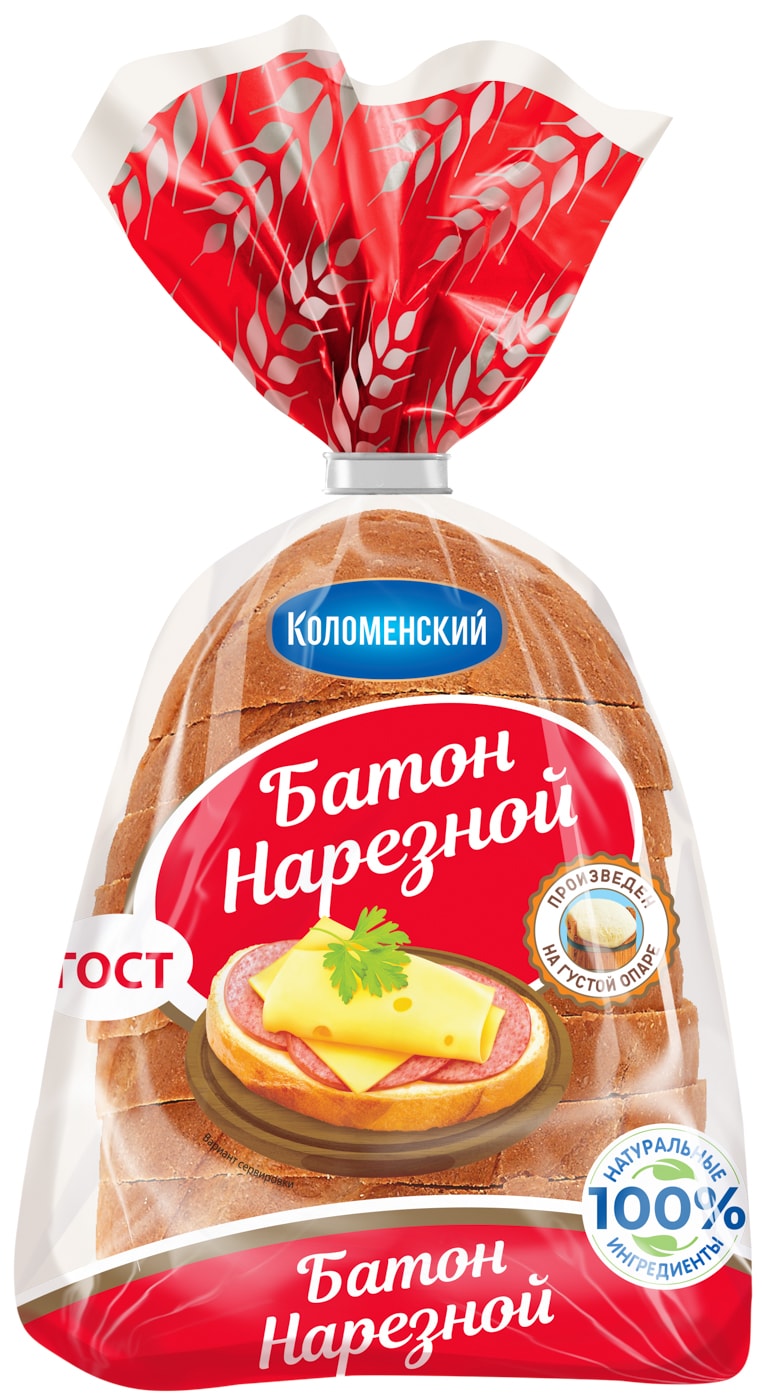 Изображение товара Батон Коломенский Нарезной нарезка 200г