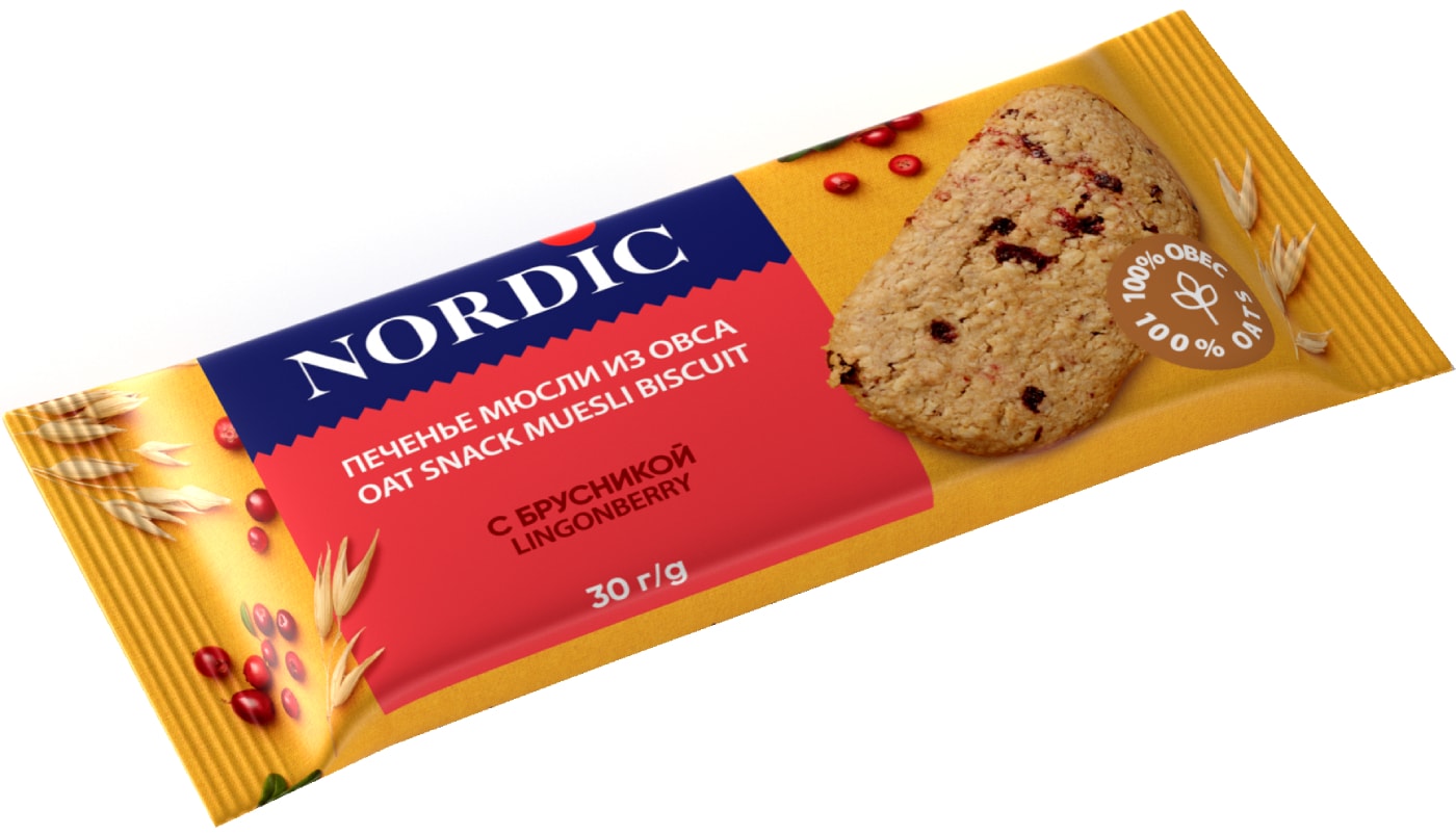 Изображение товара Печенье Nordic мюсли из овса с брусникой 30г