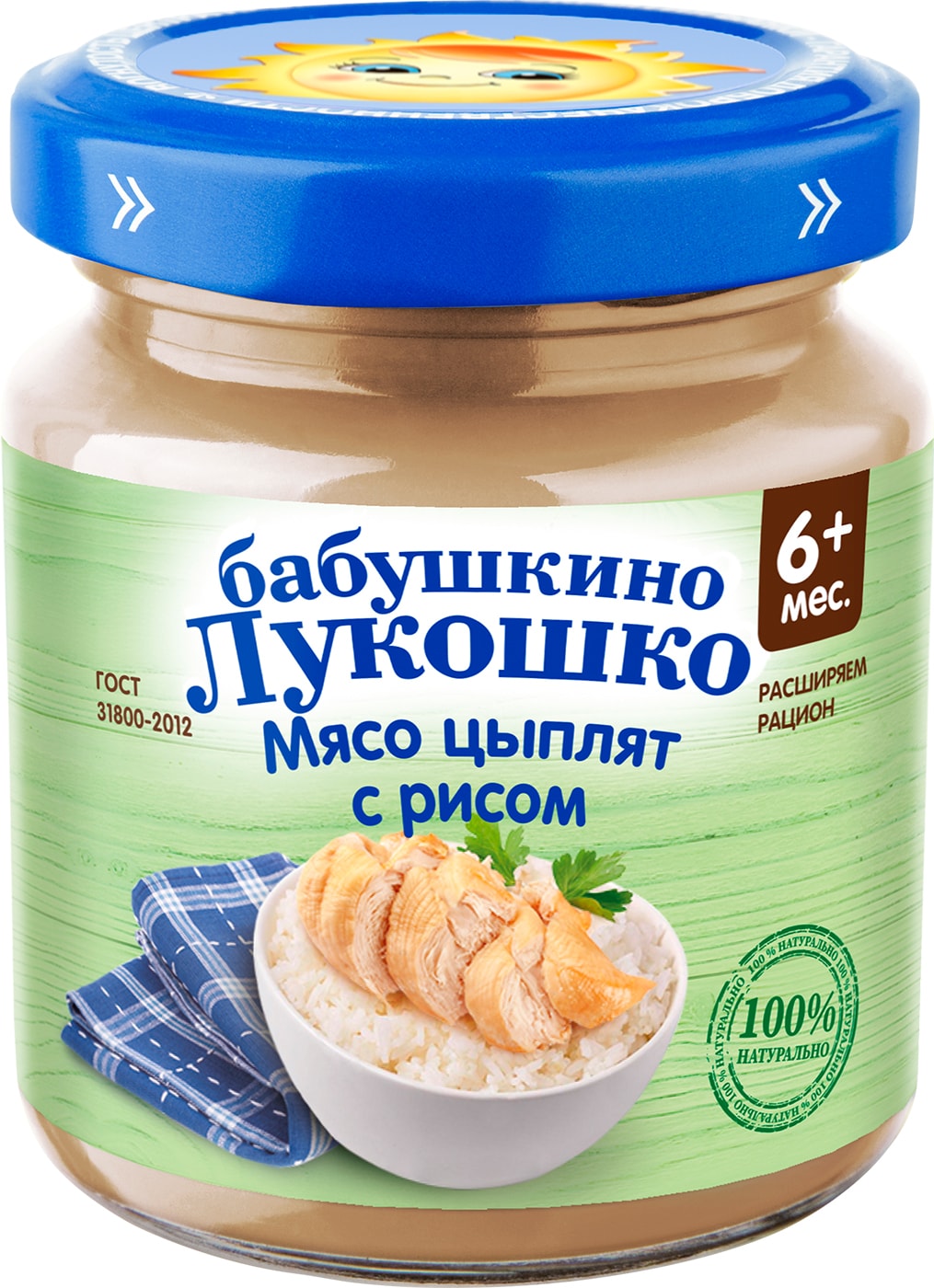 Изображение товара Пюре Бабушкино Лукошко Мясо цыплят с рисом 100г