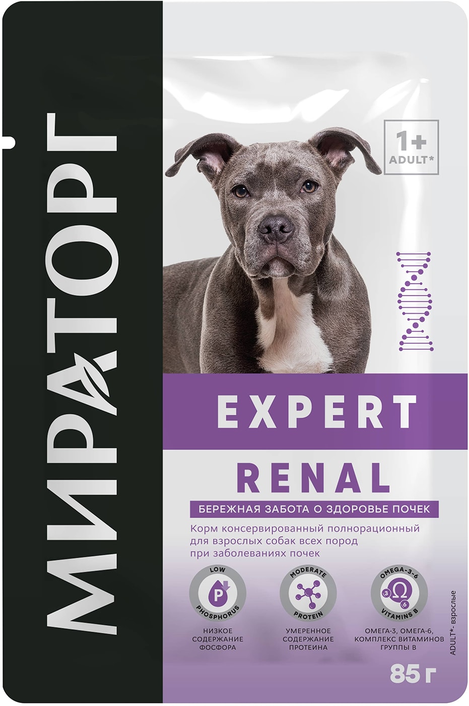 Изображение товара Влажный корм для собак Мираторг Expert Renal Бережная забота о здоровье почек 85г