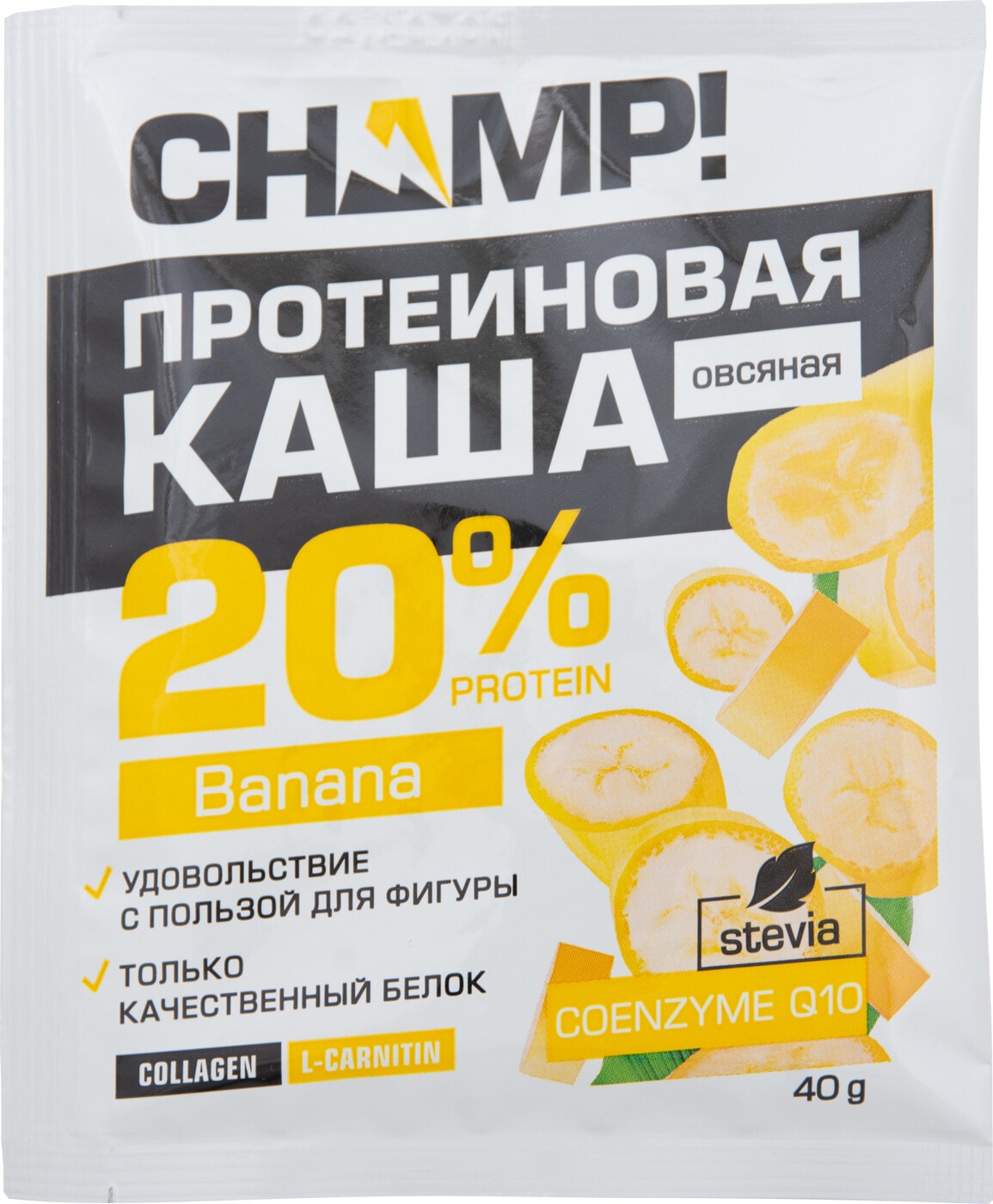 Изображение товара Каша протеиновая овсяная Champ Банановая с коэнзимом Q10 40г