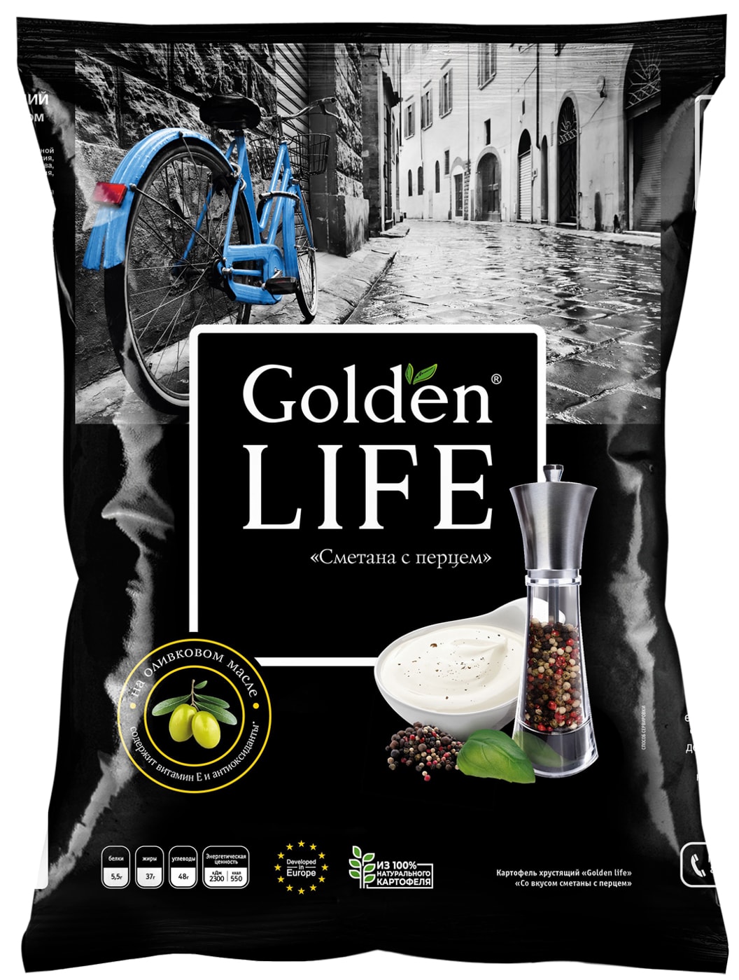 Изображение товара Чипсы Golden Life Сметана с перцем 90г