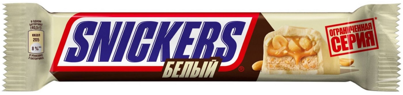 Изображение товара Шоколадный батончик Snickers Белый 2шт*40.5г
