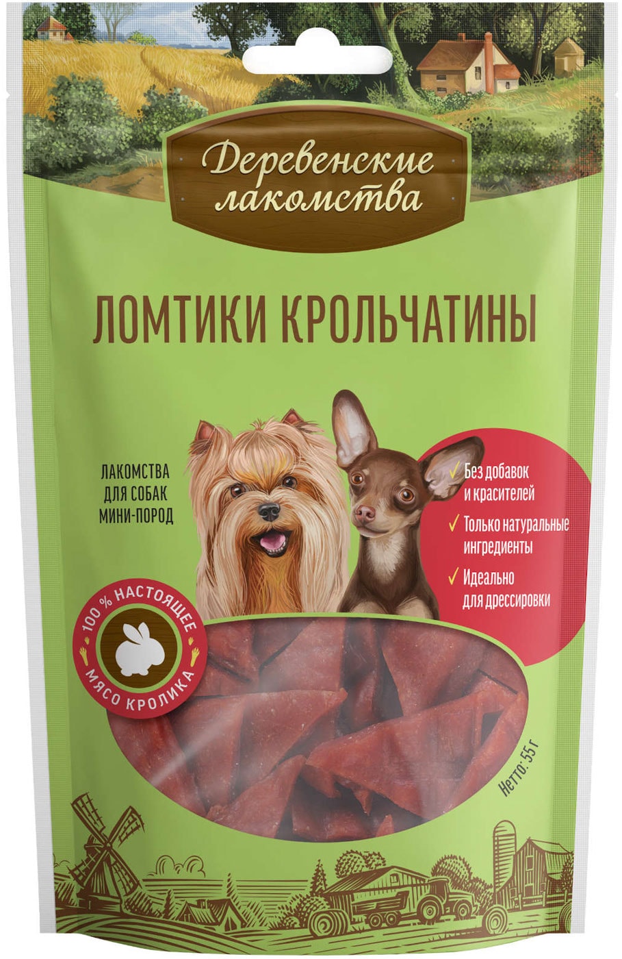 Изображение товара Лакомство для собак Деревенские лакомства Ломтики крольчатины 55г