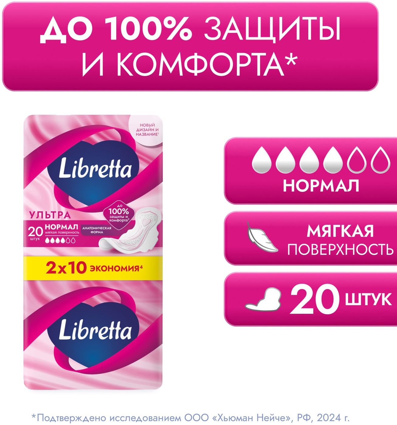 Изображение товара Прокладки Libretta Ультра Нормал Мягкая поверхность 20шт