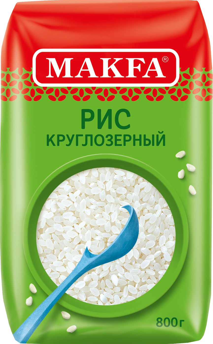 Изображение товара Рис Makfa круглозерный шлифованный 800г