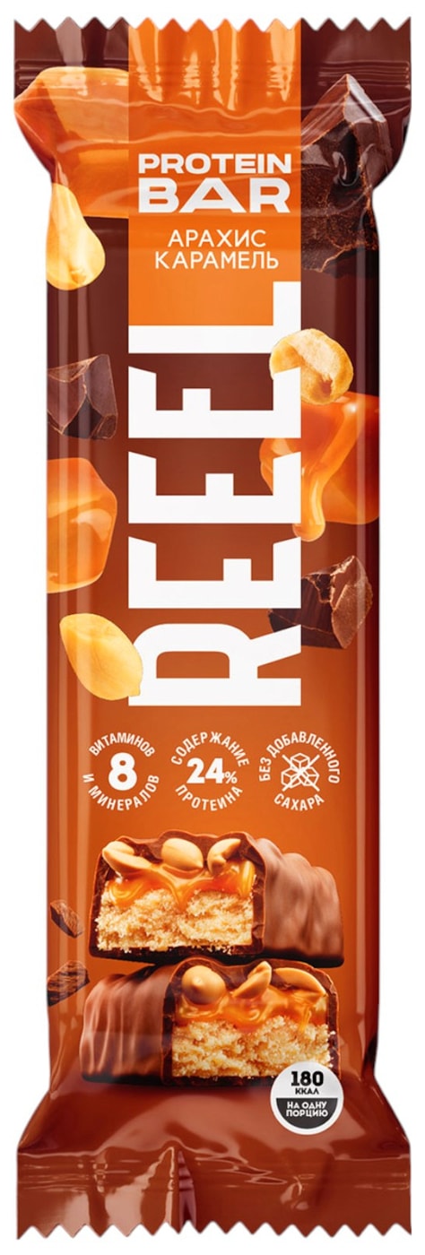 Изображение товара Батончик Reeel Арахис-Карамель 40г - вкусный и полезный перекус
