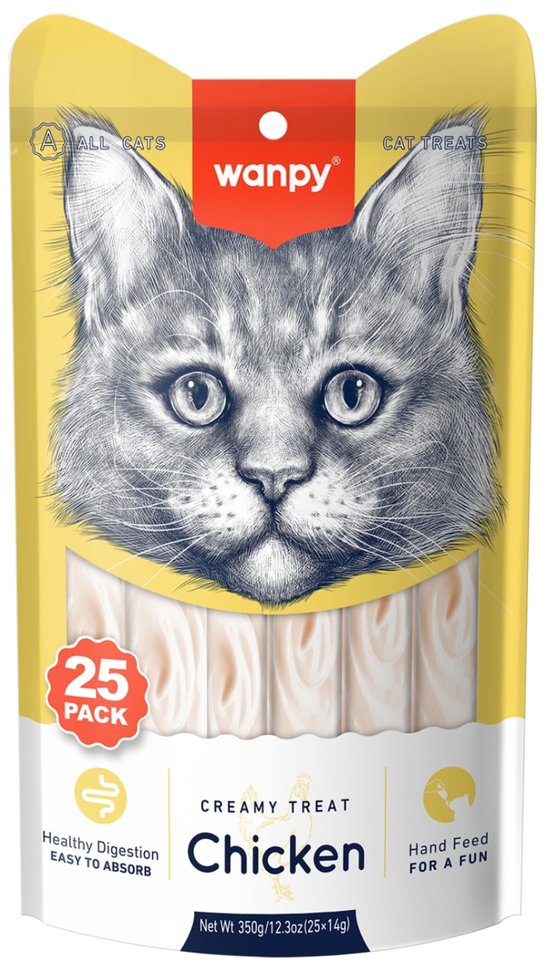 Изображение товара Лакомство для кошек Wanpy Cat нежное пюре из курицы 70г натуральное угощение для взрослых кошек