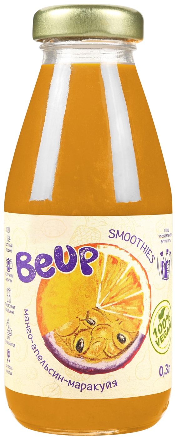 Изображение товара Смузи BeUp фруктовый Манго-Апельсин-Маракуйя 300мл