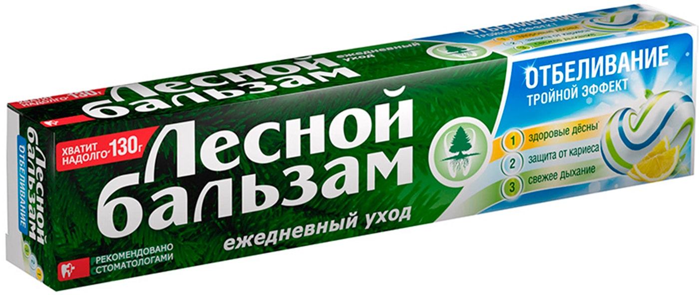 Изображение товара Зубная паста Лесной Бальзам отбеливание тройной эффект с соком лимона 113г