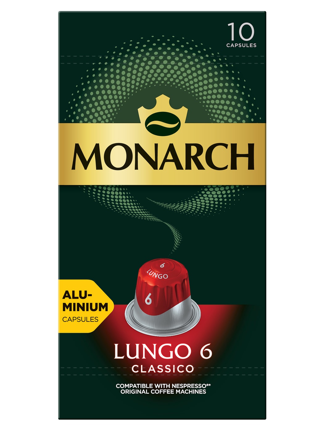 Изображение товара Кофе в капсулах Monarch Lungo 6 Classico натуральный жареный молотый 10*52г