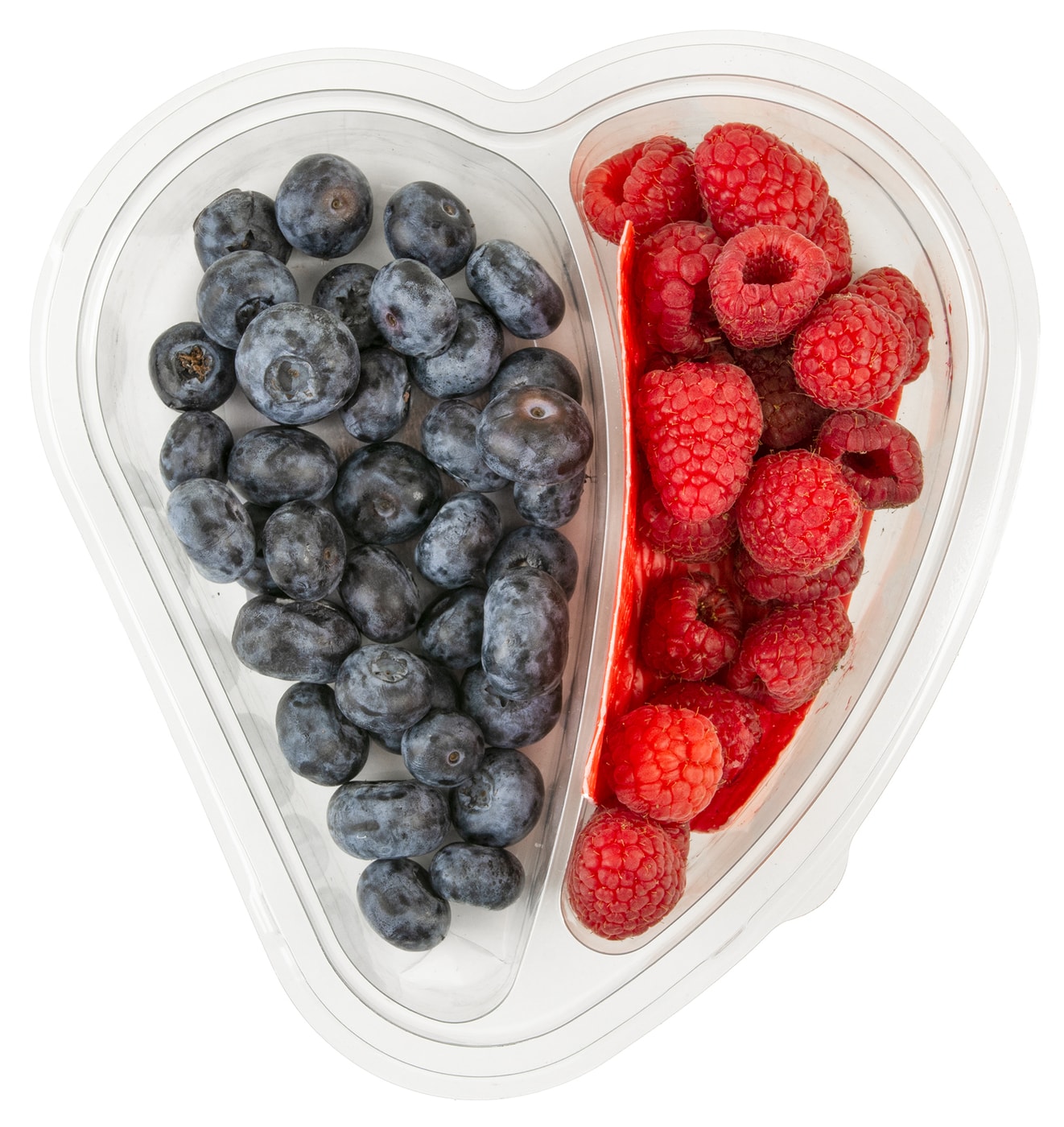 Изображение товара Малина и голубика в сердце 250г упаковка - свежие ягоды премиум-класса