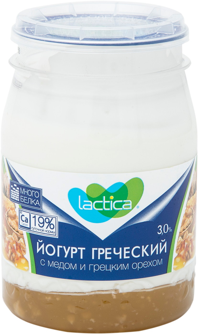 Изображение товара Йогурт Lactica Греческий с медом и грецким орехом 3% 190г