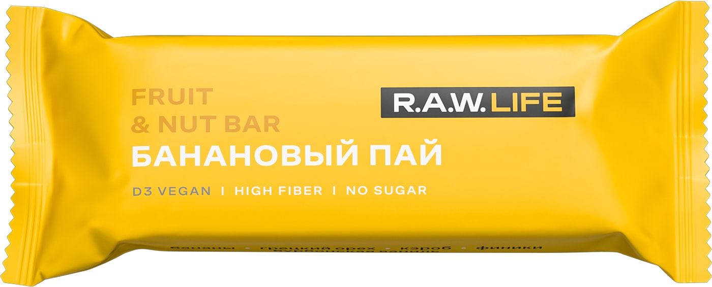 Изображение товара Батончик R.A.W. LIFE Орехово-фруктовый банановый пай 47г