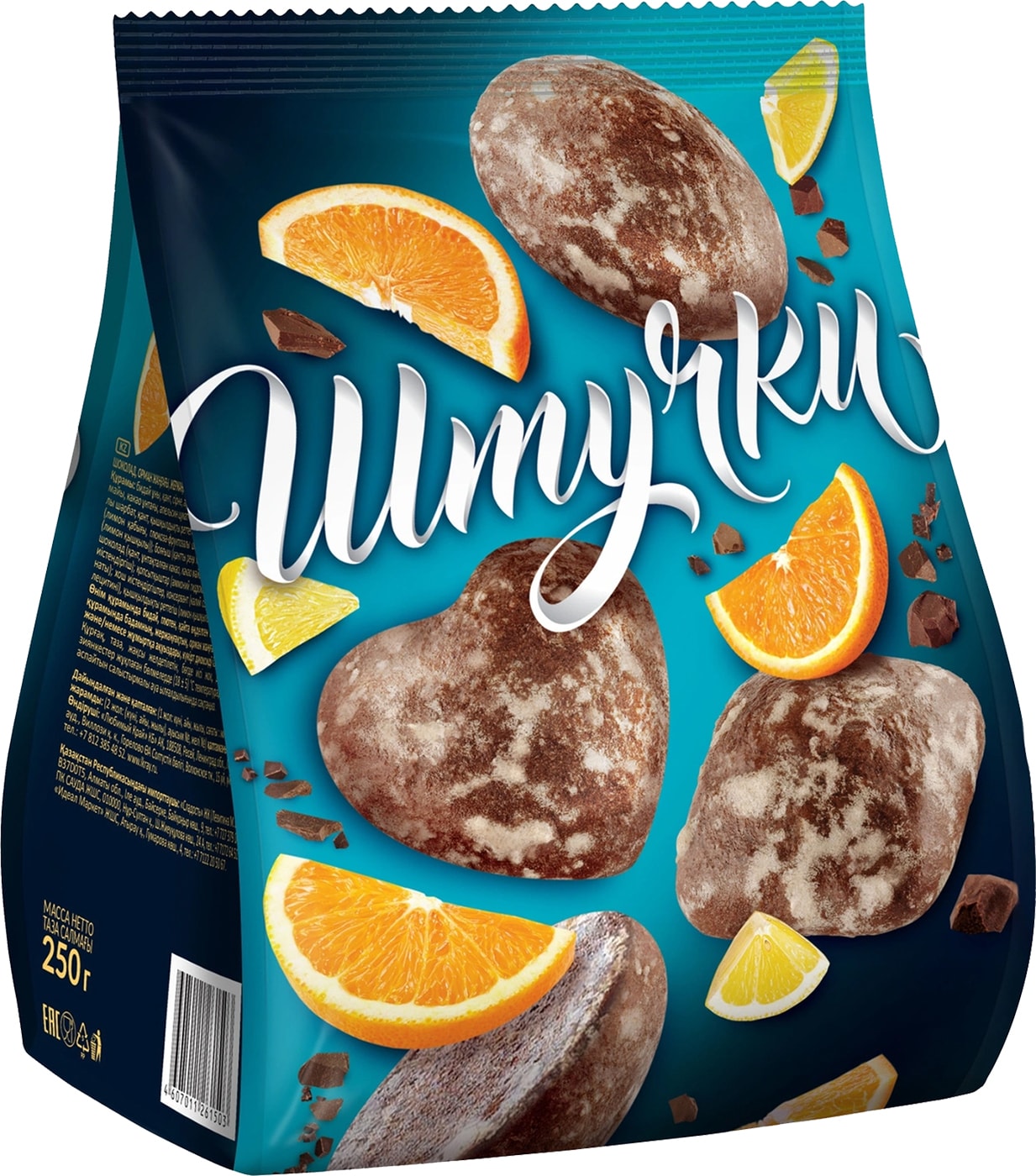 Изображение товара Пряники Штучки с шоколадом апельсиновыми и лимонными цукатами 250г