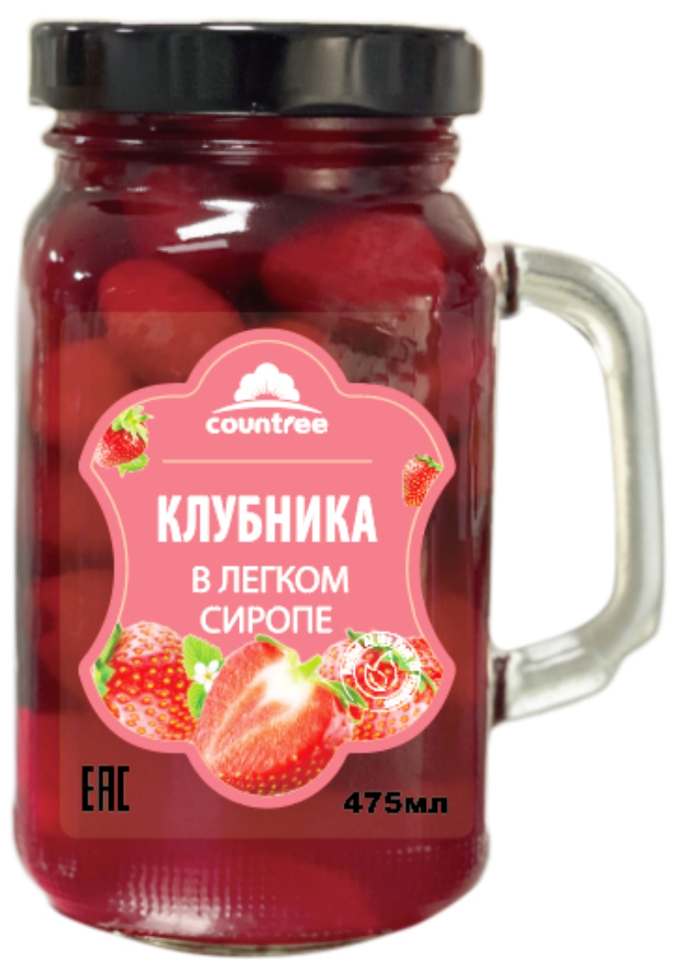 Изображение товара Клубника Countree в легком сиропе 470г натуральный десерт