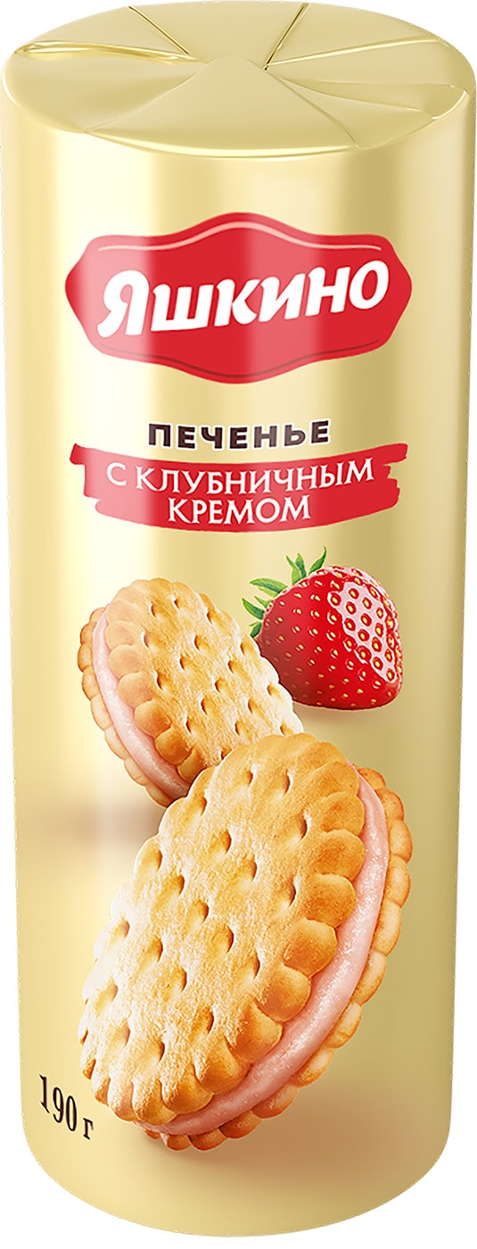 Изображение товара Печенье Яшкино Клубничный крем 190г