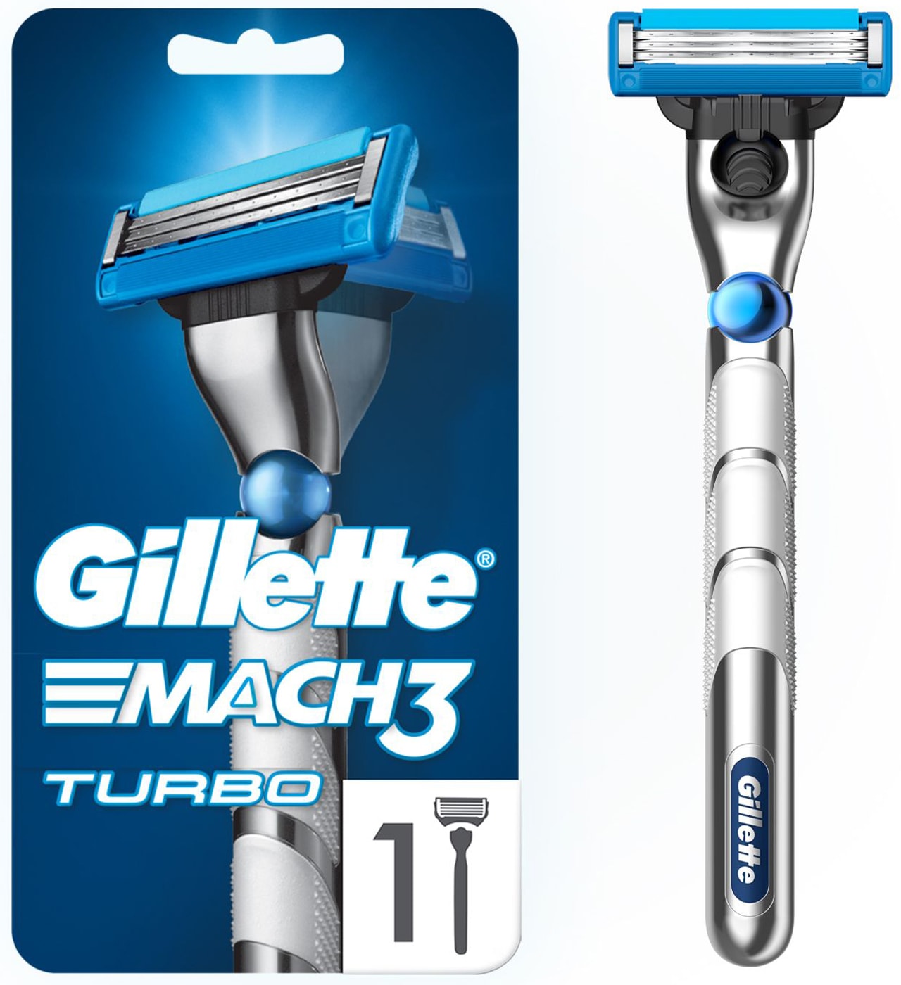 Изображение товара Бритва Gillette Mach3 Turbo с 1 сменной кассетой