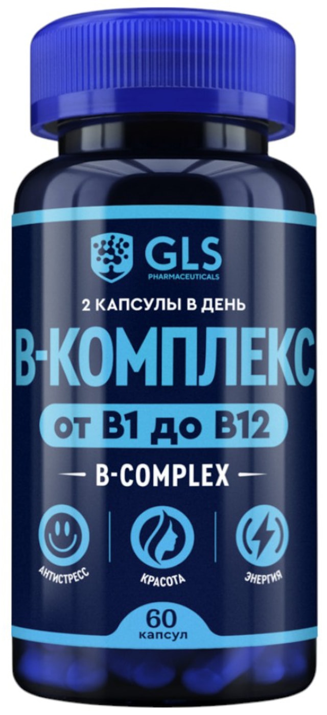 Изображение товара Комплекс витаминов группы В GLS 430мг 60 капсул для нервной системы и обмена веществ
