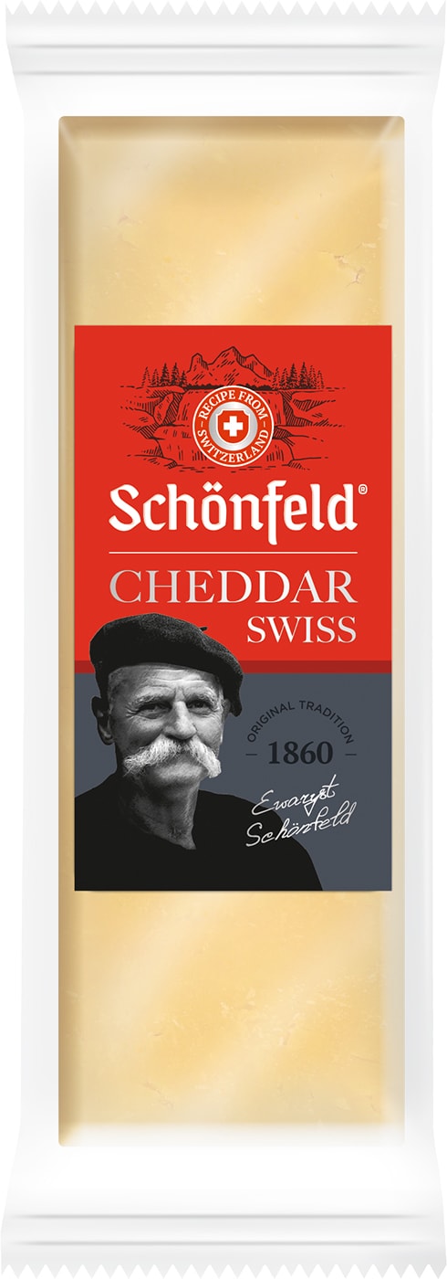 Изображение товара Сыр Schonfeld полутвердый Swiss Cheddar 53% 150г