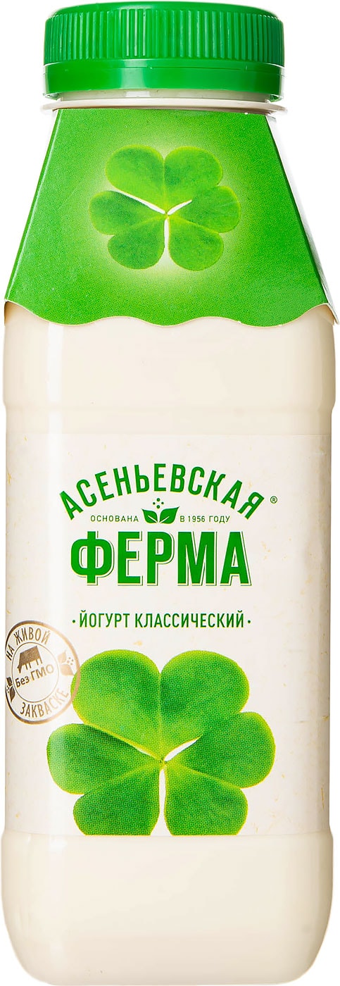 Изображение товара Йогурт Асеньевская ферма Классический 330г питьевой натуральный
