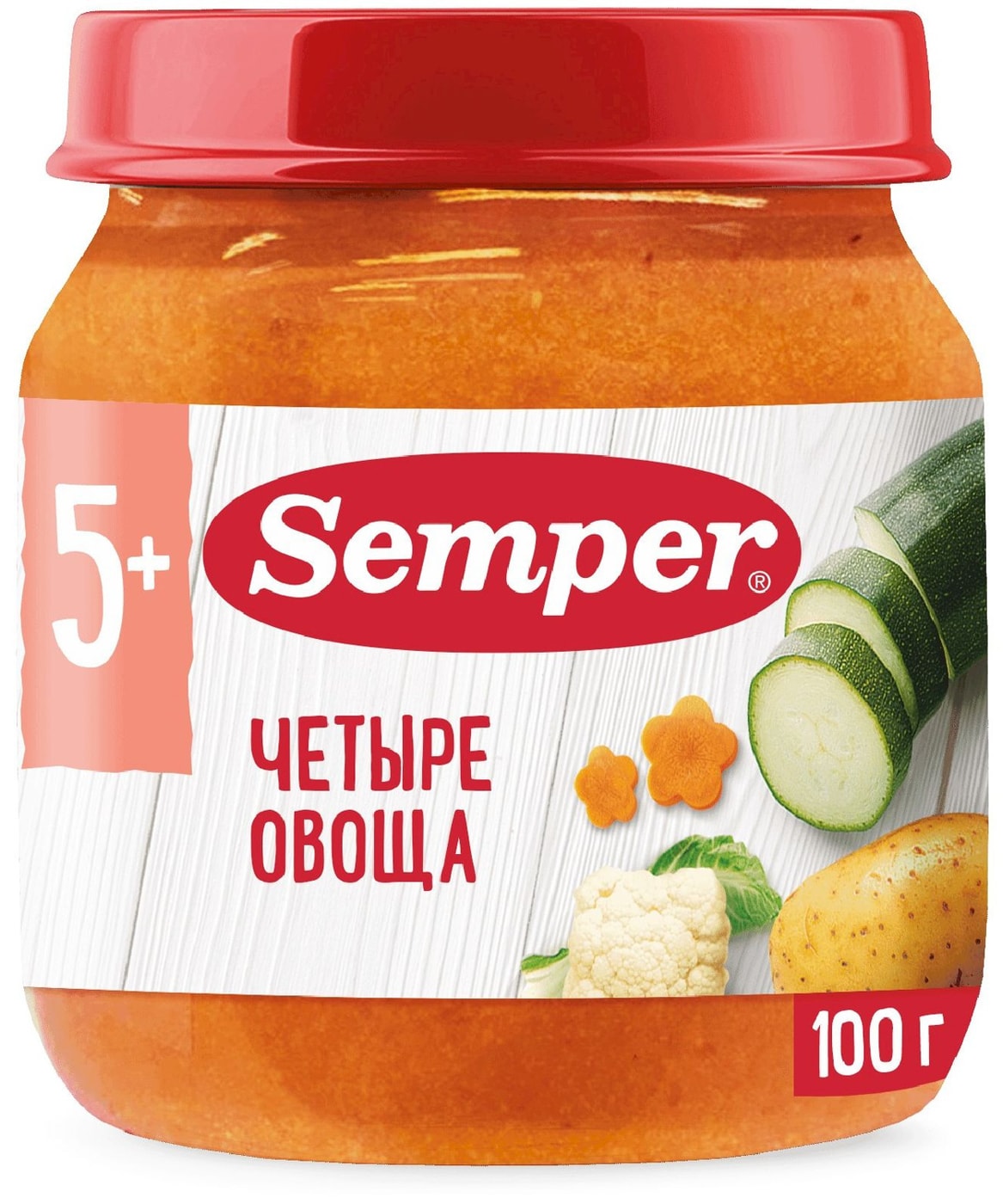 Изображение товара Пюре Semper 4 овоща с 5 месяцев 100г