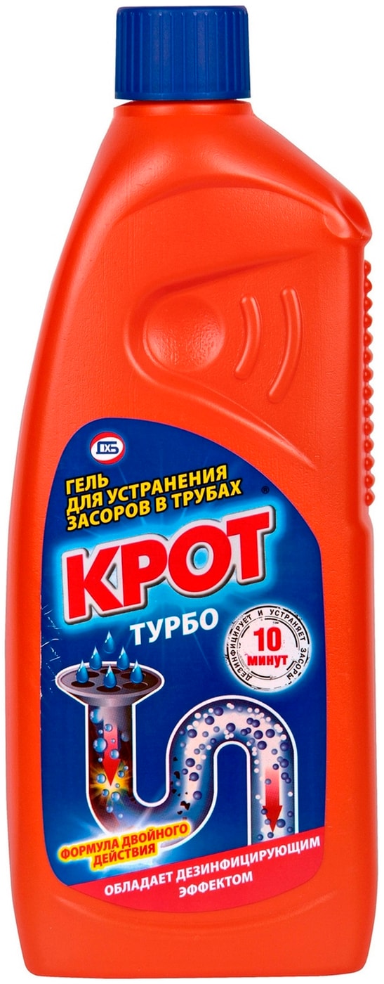 Изображение товара Крот Турбо гель 1 л — устранение засоров и дезинфекция