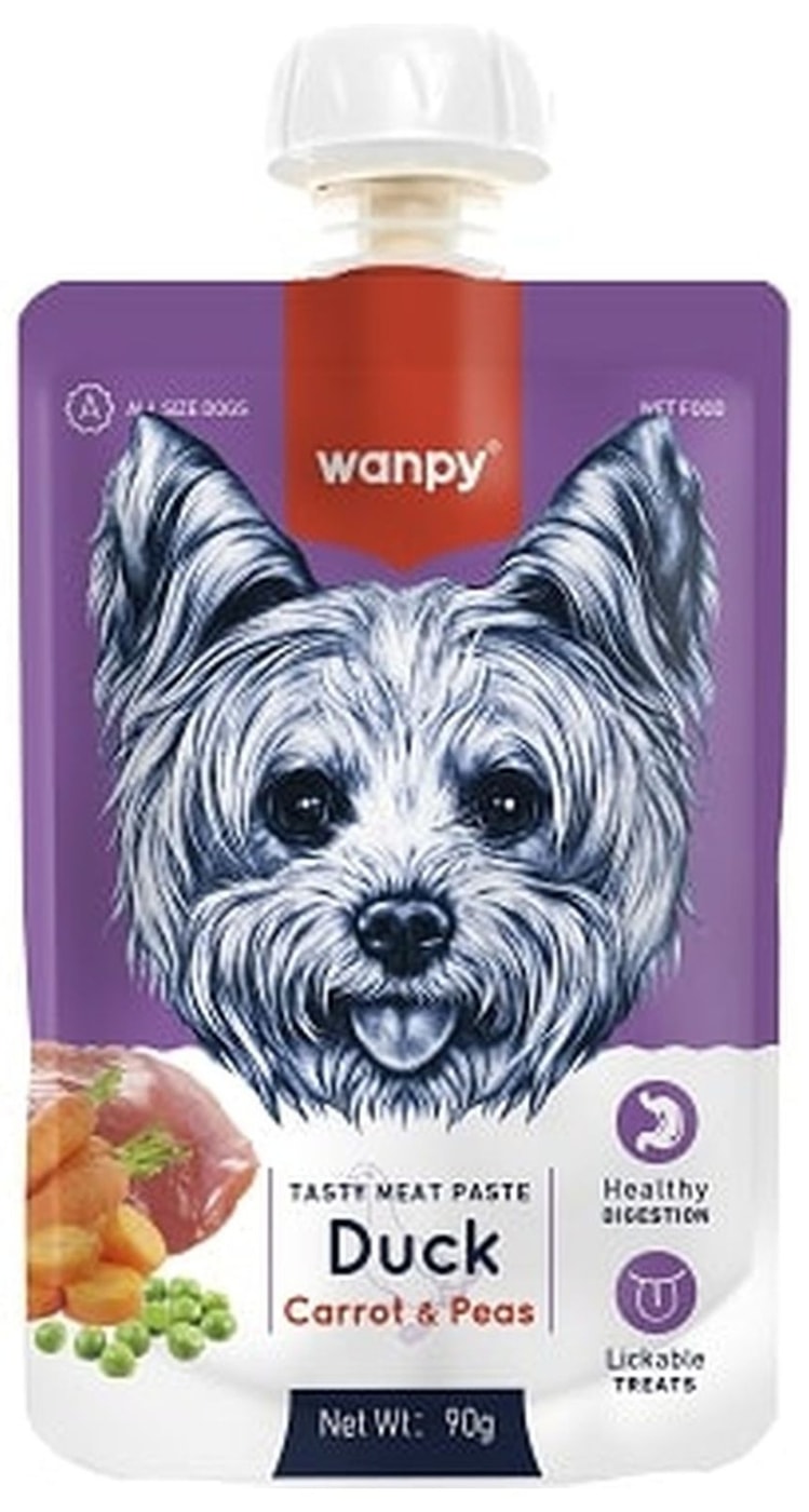 Изображение товара Лакомство для собак Wanpy Dog мясной мусс из утки и моркови 90г