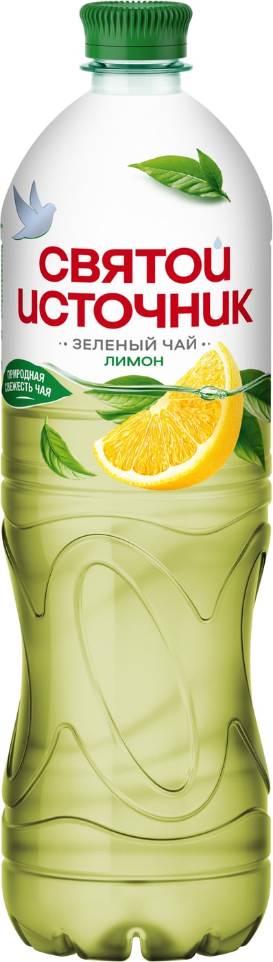 Изображение товара Холодный чай Святой Источник зеленый Лимон 1л неф газированный вкус лимон