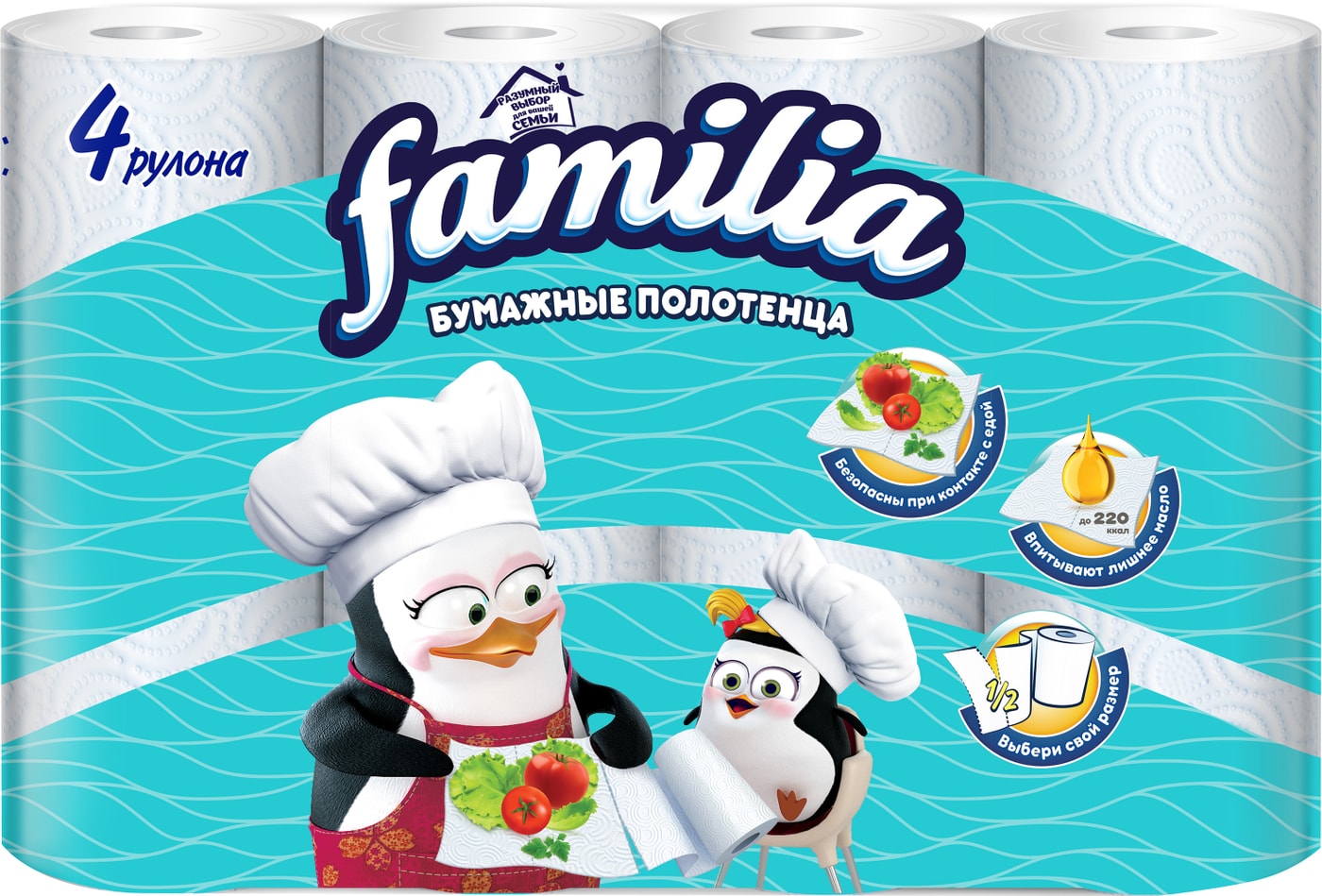 Изображение товара Бумажные полотенца Familia 4 рулона 2 слоя