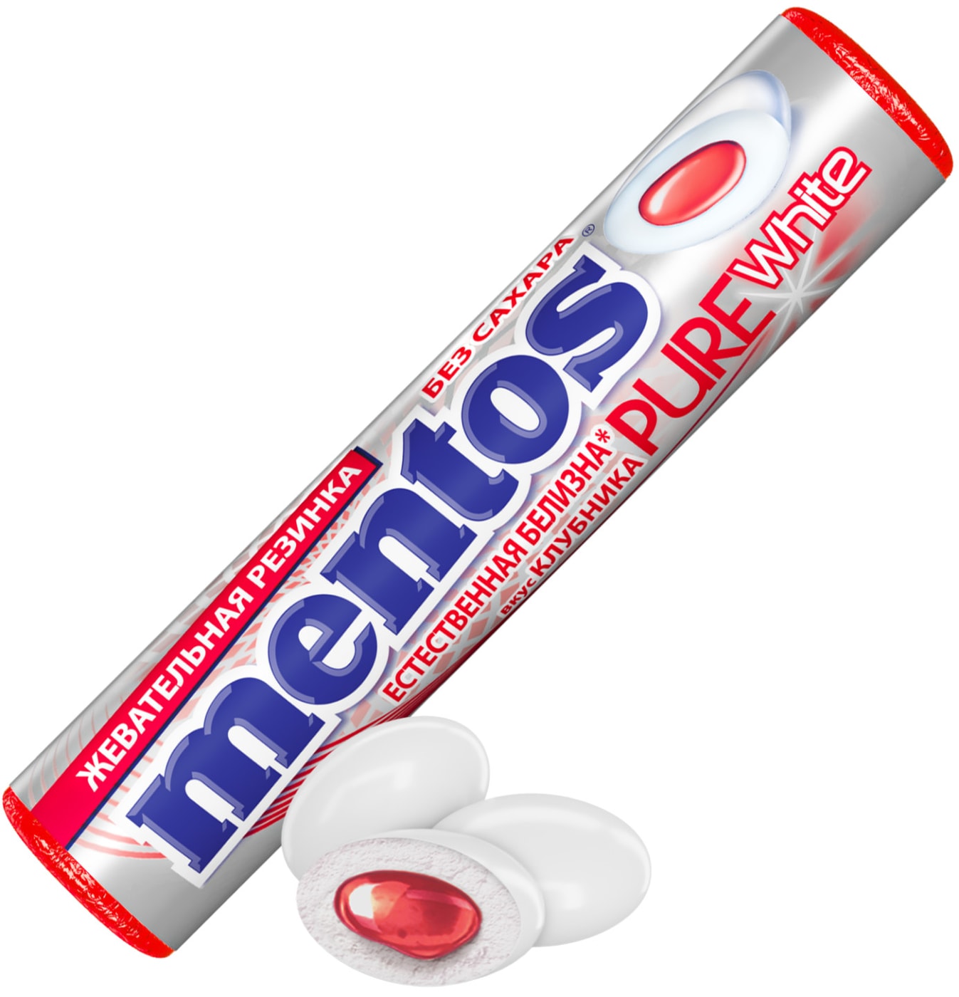 Изображение товара Жевательная резинка Mentos Pure White Клубника 15.5г