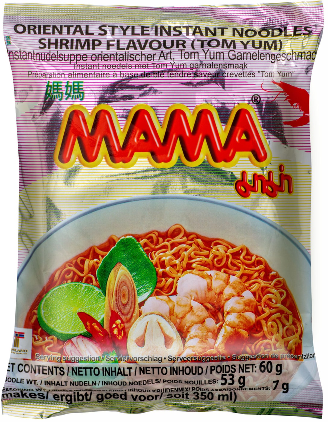Изображение товара Лапша МАМА Тайская со вкусом креветки и Том Ям, 60 г Изображение товара Лапша МАМА Тайская со вкусом креветки и Том Ям, 60 г