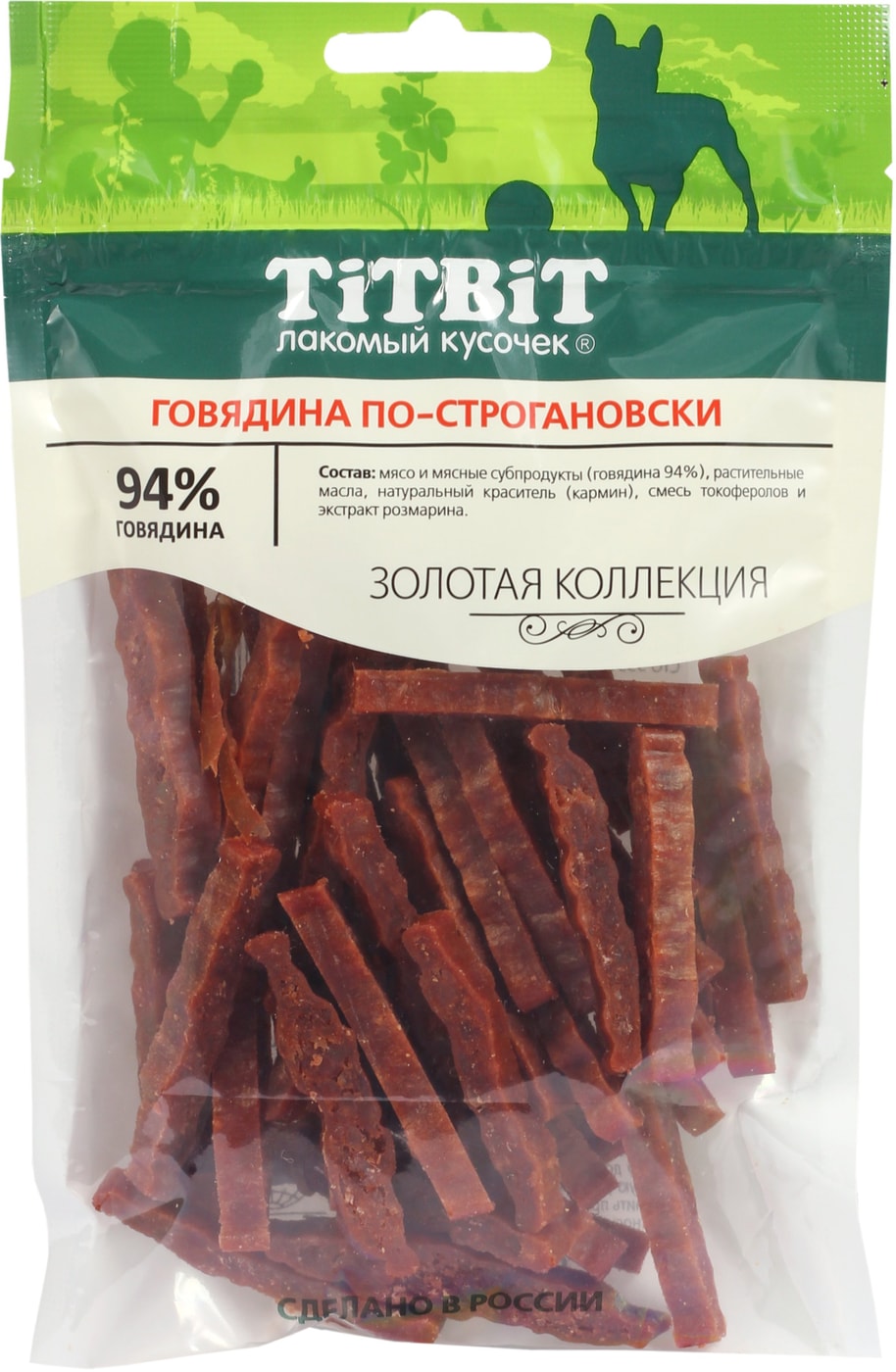Изображение товара Лакомство для собак TiTBiT Говядина по-строгановски Золотая коллекция 80г