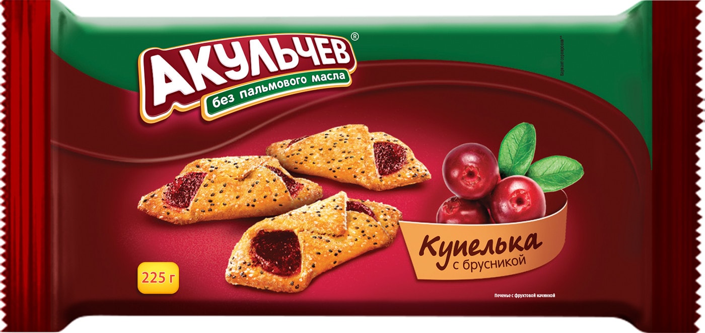 Изображение товара Печенье Акульчев Купелька с брусникой 225г