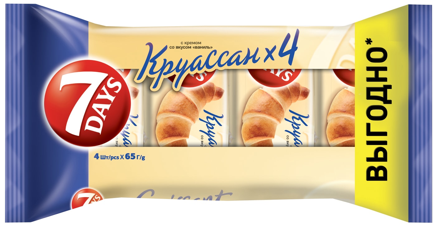 Изображение товара Круассан 7 Days с кремом Ваниль 4шт*65г 