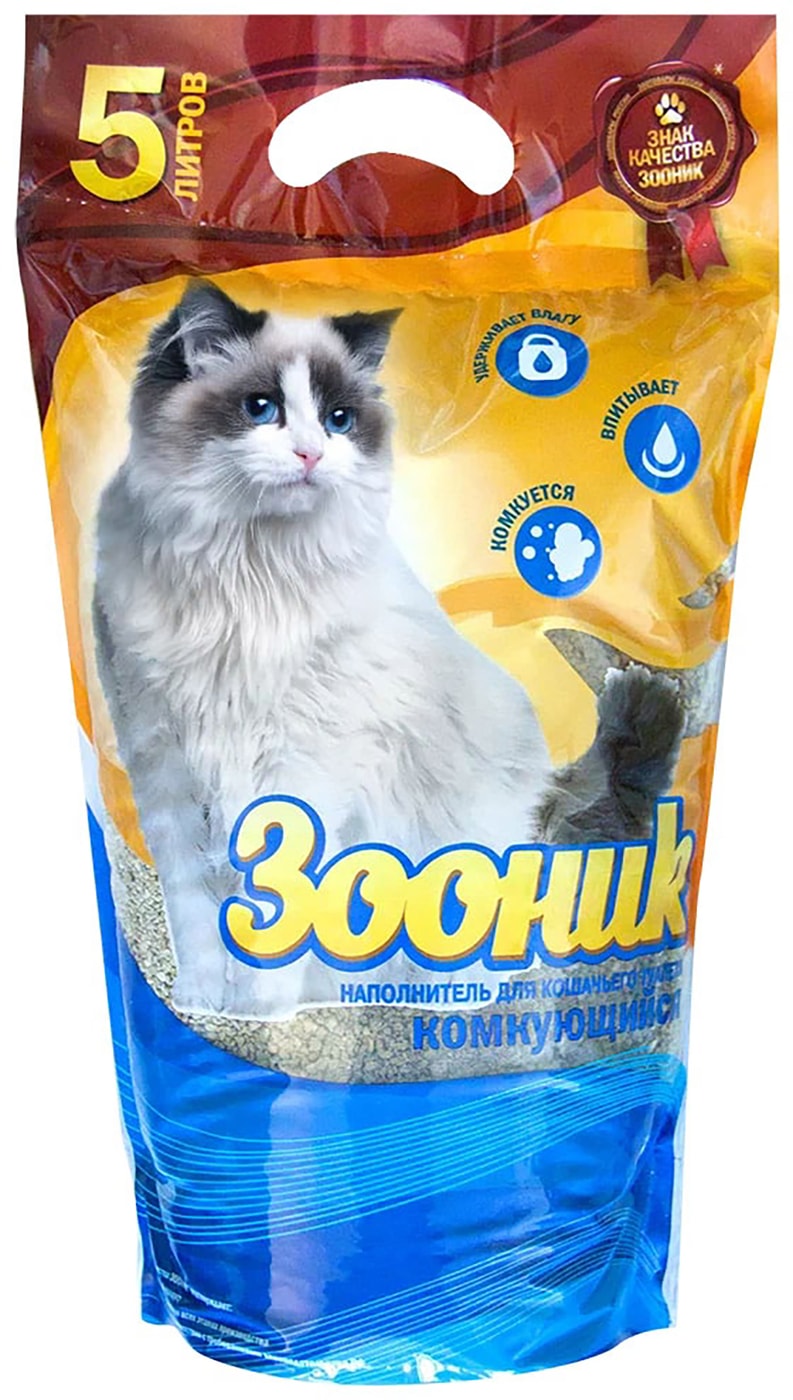 Изображение товара Наполнитель для кошачьего туалета Зооник комкующийся 5л 
