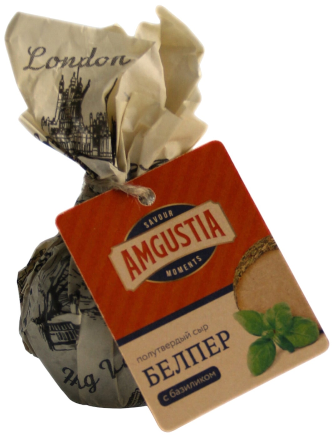 Изображение товара Сыр Amgustia полутвердый Белпер Базилик-чеснок 45% 100г