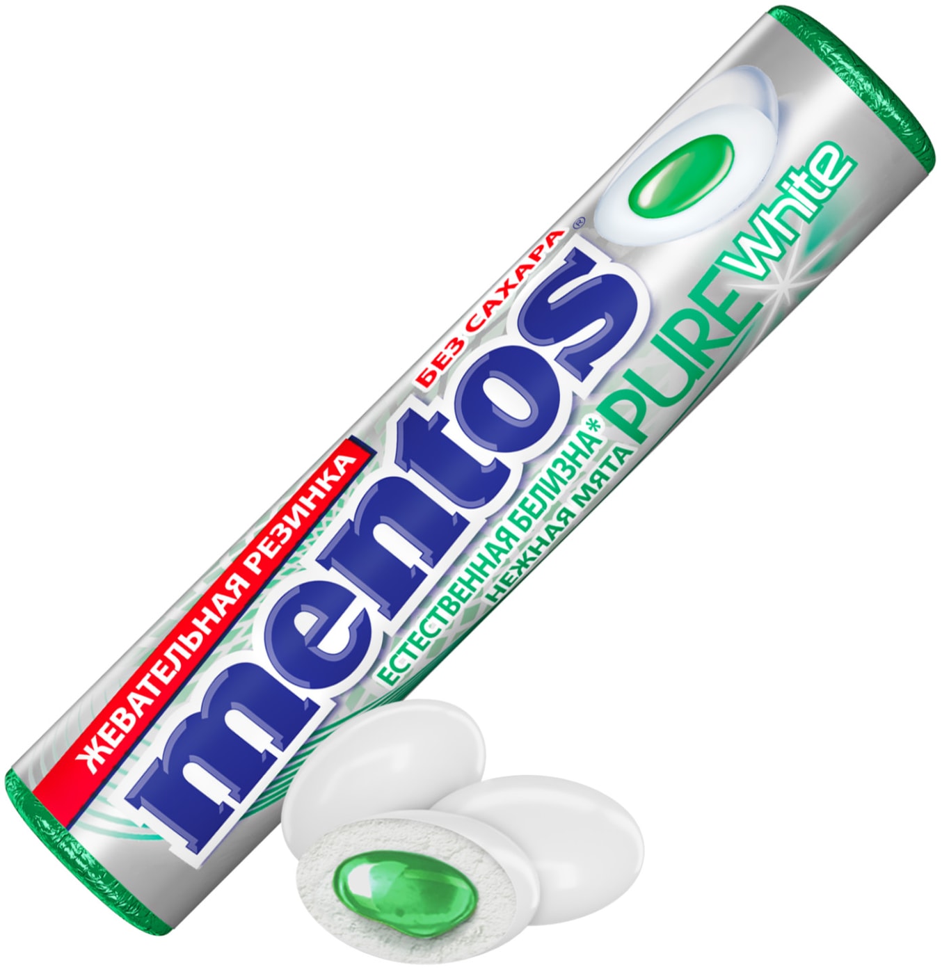Изображение товара Жевательная резинка Mentos Pure White Нежная мята 15.5г