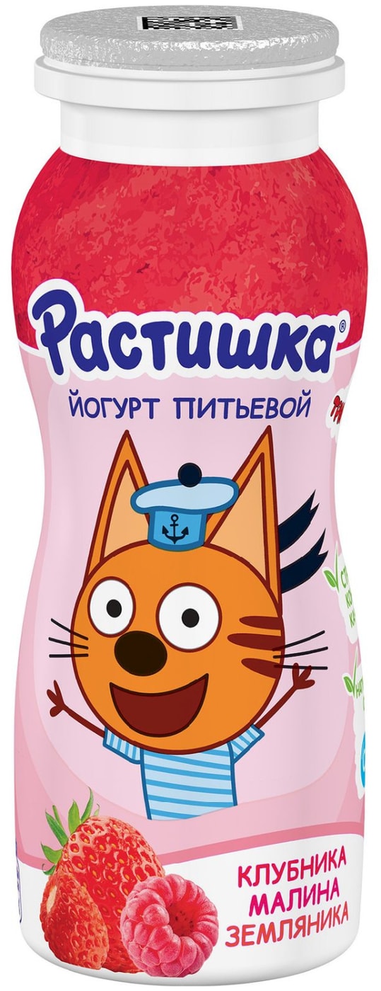 Изображение товара Йогурт Растишка питьевой Клубника-Малина-Земляника 1.6% 90г