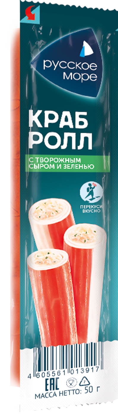 Изображение товара Крабовая палочка Русское море Краб-ролл с сыром и зеленью 50г