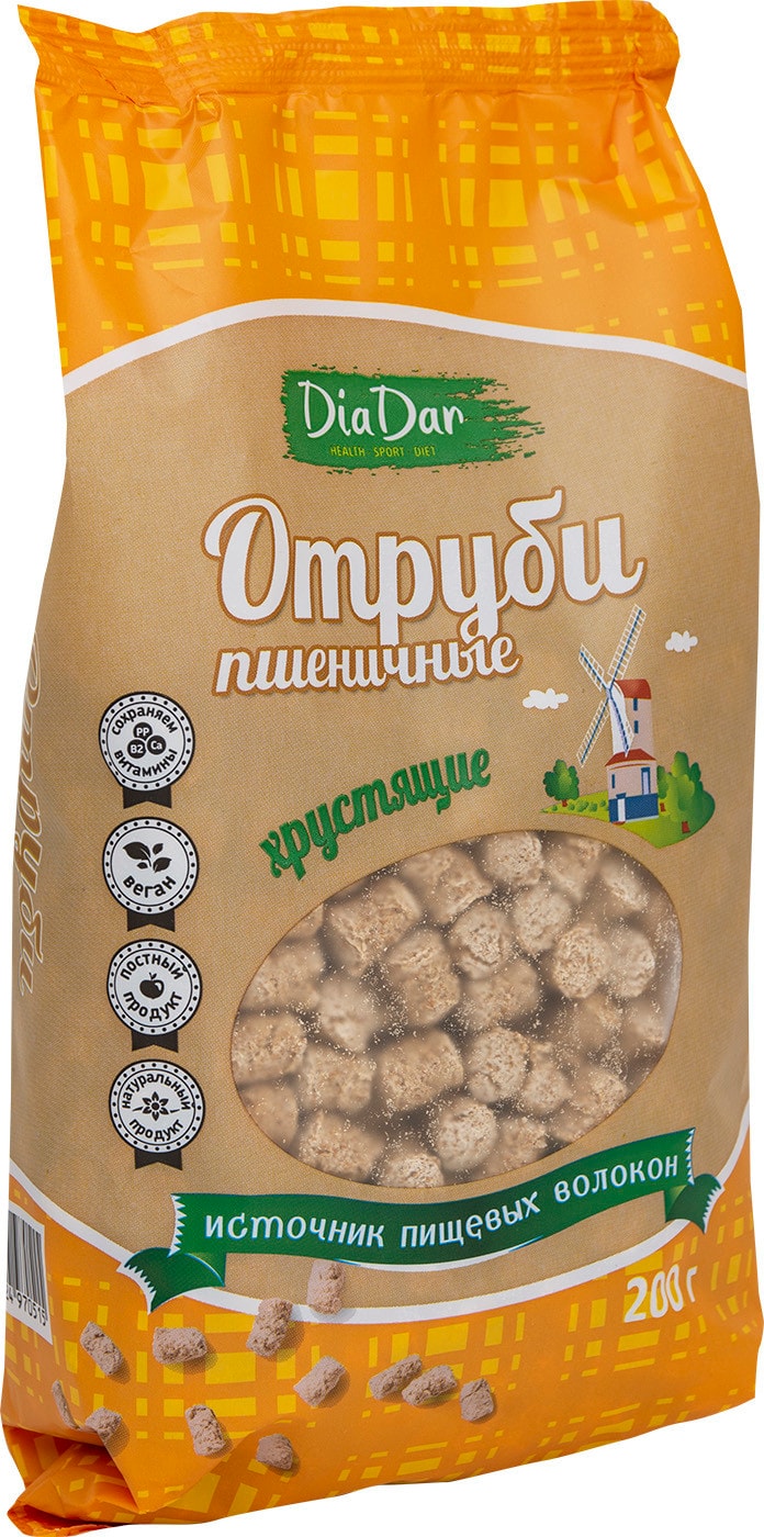 Изображение товара Отруби пшеничные DiaDar хрустящие 200г