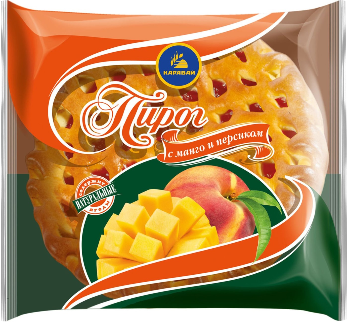 Изображение товара Пирог Каравай с манго и персиком 230г