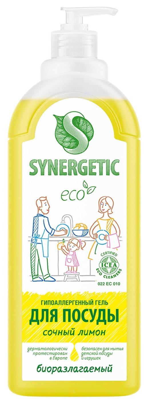 Изображение товара Биоразлагаемое средство для мытья посуды Synergetic с лимонным ароматом 1л