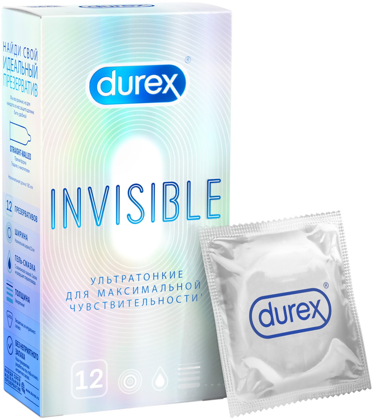 Изображение товара Презервативы Durex Invisible ультратонкие для максимальной чувствительности 12шт