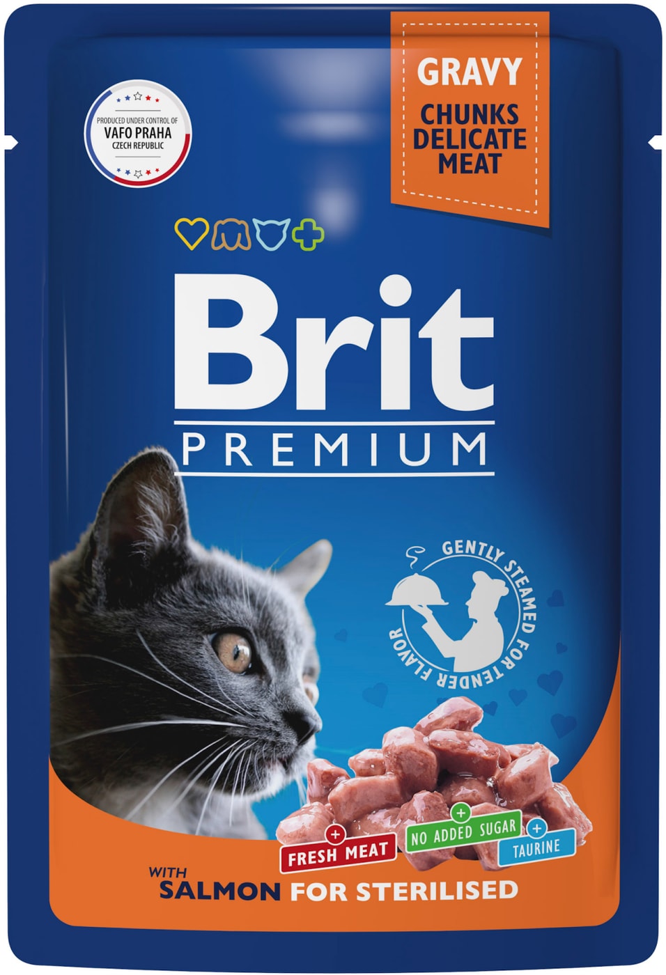 Изображение товара Влажный корм для стерилизованных кошек Brit Premium с лососем в соусе 85г