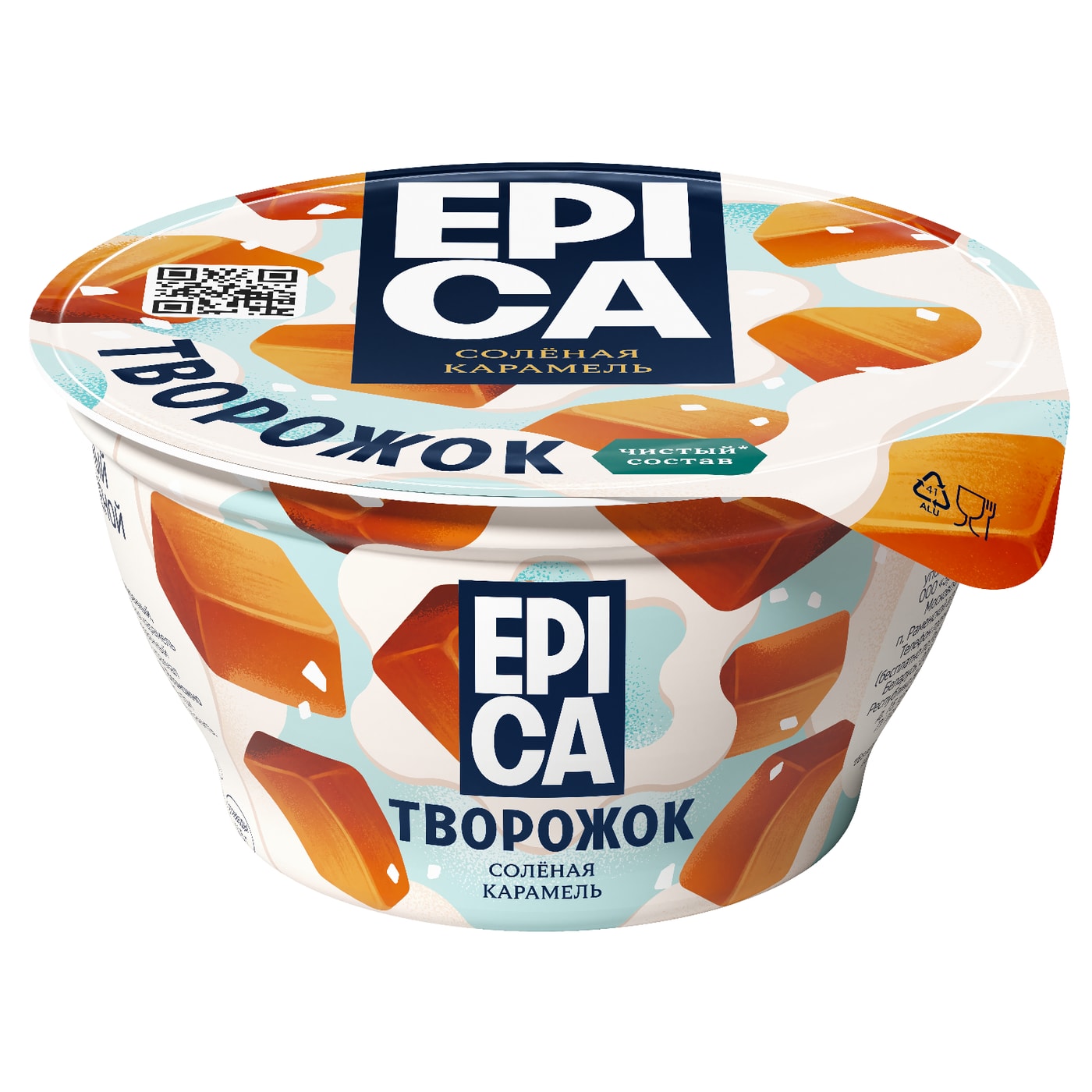 Изображение товара Десерт Epica Творожок с соленой карамелью 7.6% 130г Изображение товара Десерт Epica Творожок с соленой карамелью 7.6% 130г