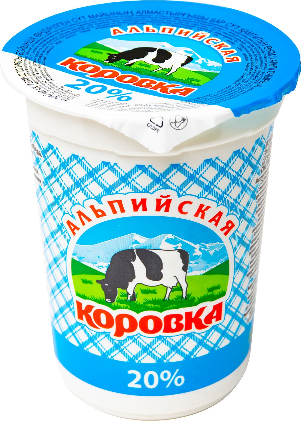 Изображение товара Сметанный продукт Альпийская коровка 20% 500г без добавок