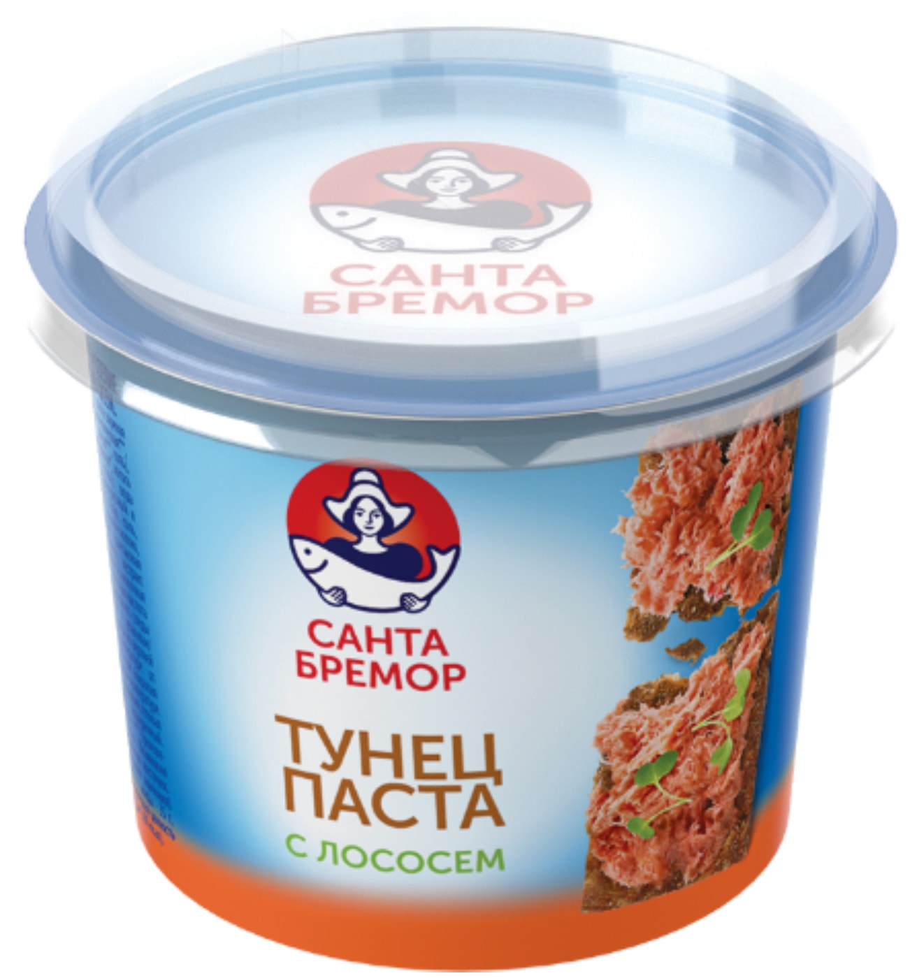 Изображение товара Паста Русское море Тунец с лососем 140г рыба морепродукты в пластиковом стакане