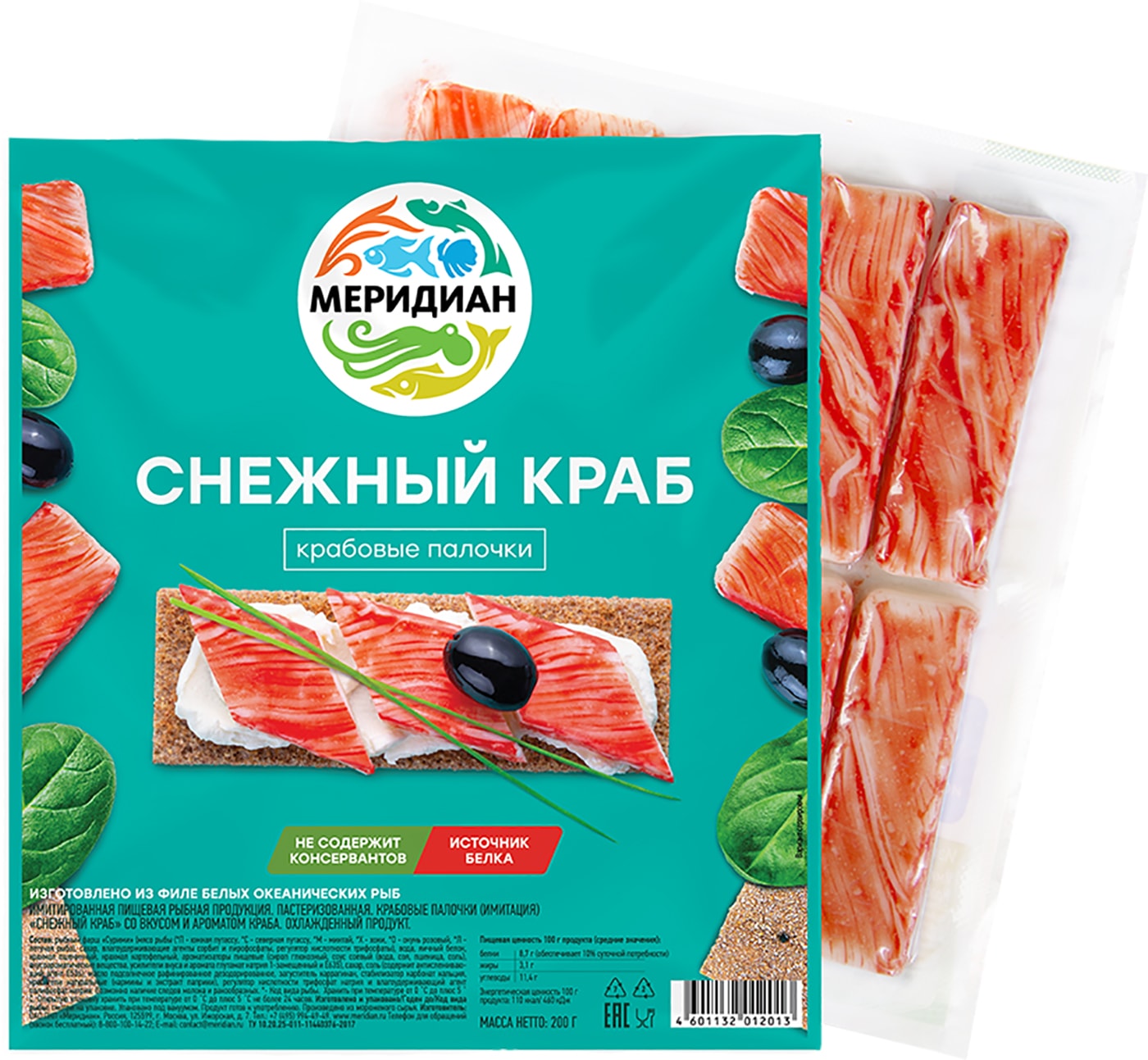 Изображение товара Крабовые палочки Меридиан Снежный краб 200г